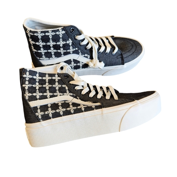 Vans Sk8-Hi Tapered Denim Mix Black Stacked Sneaker NEW - Picture 3 of 7